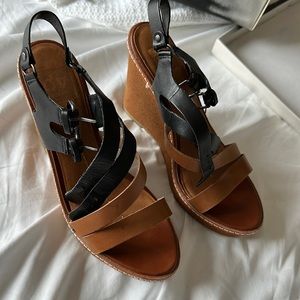 Dolce vita black and tan wedge